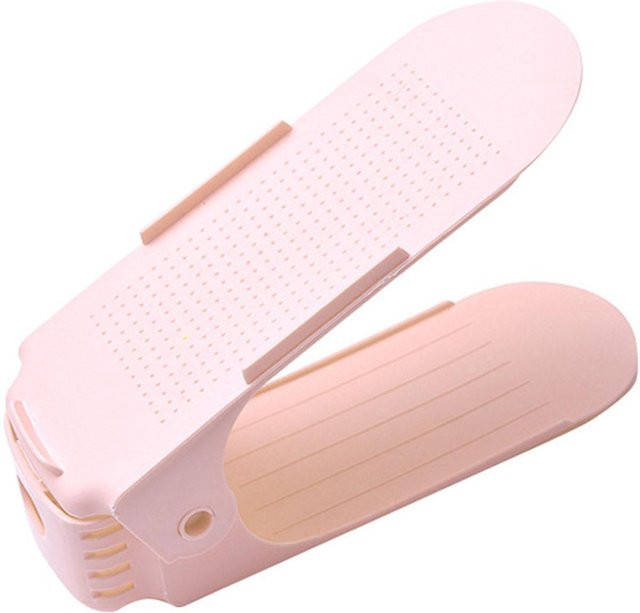 OutsideWorld Verstellbares Schuhregal in Rosa mit zwei Ebenen zur platzsparenden Aufbewahrung - Bild 1