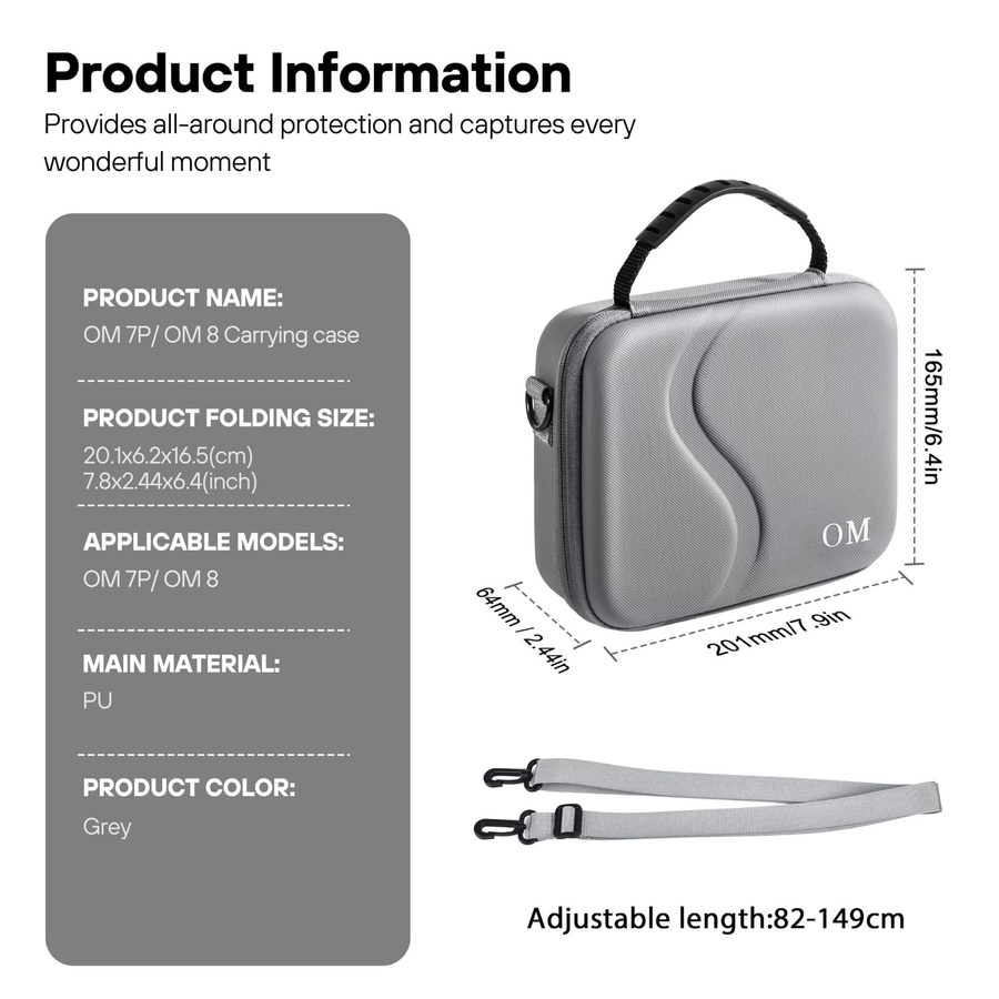 Tragbare DJI Schultertasche aus PU-Leder für Osmo Mobile 8, 7 und 7 Pro Gimbal-Stabilisatoren in Grau - Bild 4