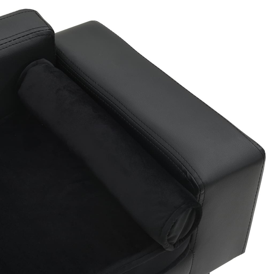 Vidaxl Hundesofa in Schwarz aus Plüsch und Kunstleder, B/T/H: 81 x 43 x 31 cm - Bild 5
