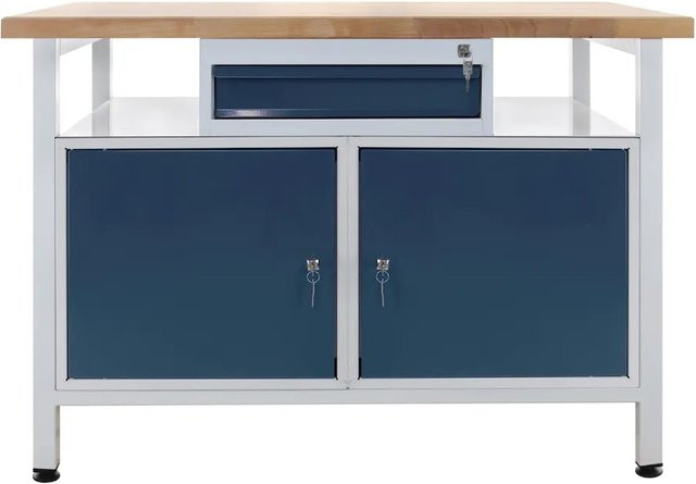PROREGAL Werkbank Rhino mit Einzelschublade und 2 Türen, Traglast 300 kg, H x B x T: 84 x 120 x 60 cm, Lichtgrau und Anthrazitgrau - Bild 1