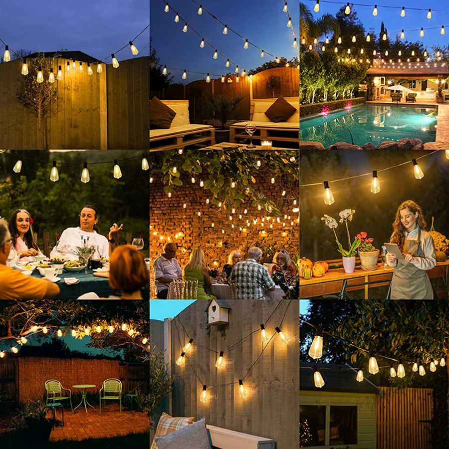 ST38 LED-Lichterkette für den Außenbereich mit transparenten, bruchsicheren Kunststoff-Glühbirnen zur wasserdichten Terrassenbeleuchtung für Garten und Veranda - Bild 6