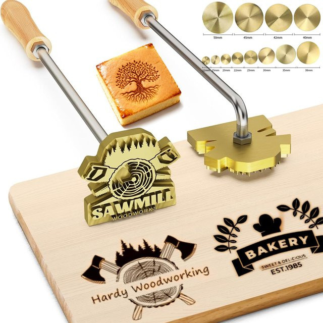 Personalisierter Brandstempel aus Messing mit individuellem Logo für Holz, Leder und BBQ, M8 - Bild 1