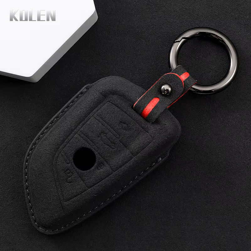 Leder Schlüsselhülle für BMW Fernbedienung Schlüssel Fall Abdeckung von KOLEN für X1 X3 X5 X6 X7 1 3 5 6 7 Serie G20 G30 G11 F15 F16 G01 G02 F48 G05 G06 G07 - Bild 1
