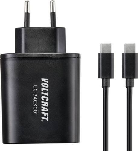 Voltcraft USB-Ladegerät UC-3ACX001 mit 38W, 2x USB-A und 1x USB-C Power Delivery, Schwarz - Bild 1