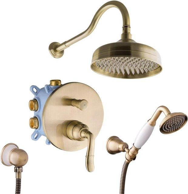 PaulGurkes Duschsystem Unterputz Nostalgie aus Messing in Bronze - Bild 1