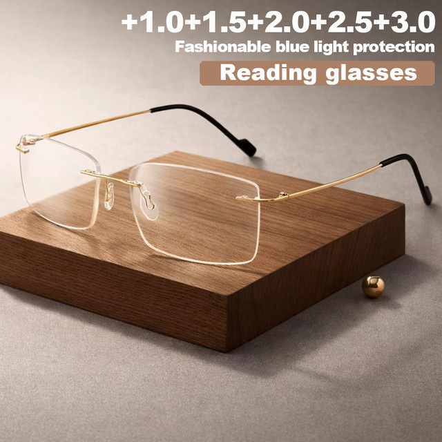 Randlose Lesebrille, Metall, rectangular, transparent, gold, Unisex - Bild 1
