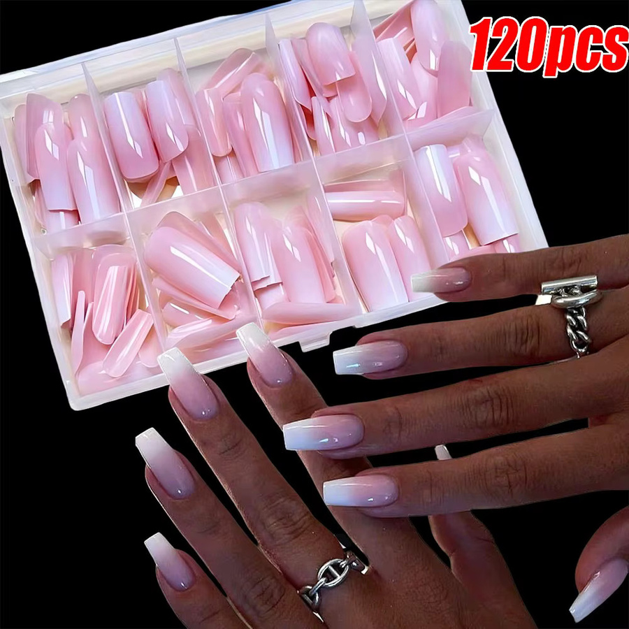 MingLee Künstliche Nägel, Rosa-Weiß, Glänzend, 120 Stück - Bild 2