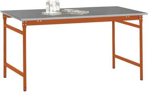 Manuflex Beistelltisch BASIS BB3034.2001 mit Blechbelag-Platte in Rotorange RAL 2001, B/T/H: 125 x 60 x 78 cm - Bild 1