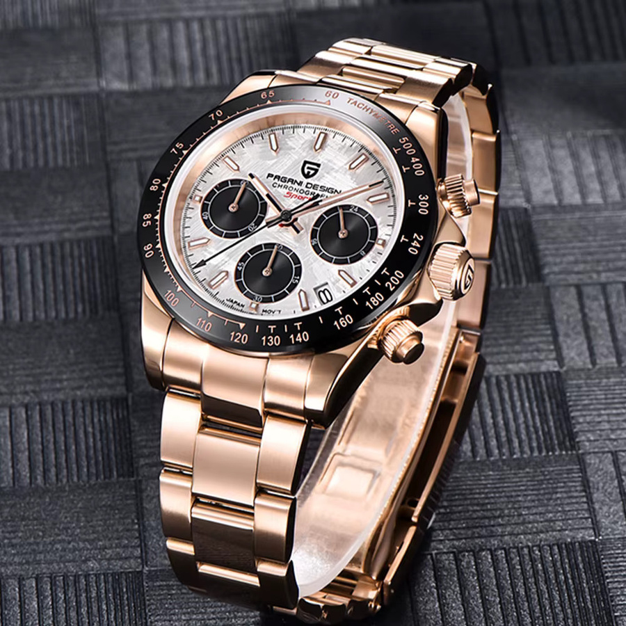 Pagani Design Chronograph, Quarz, Edelstahl, 40 mm, Schwarz, Herren - Bild 4