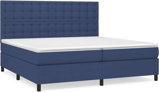 vidaXL Boxspringbett Hybrid mit Matratze Blau und Weiß, B/T/H: 200 x 200 x 118 cm - Bild 1