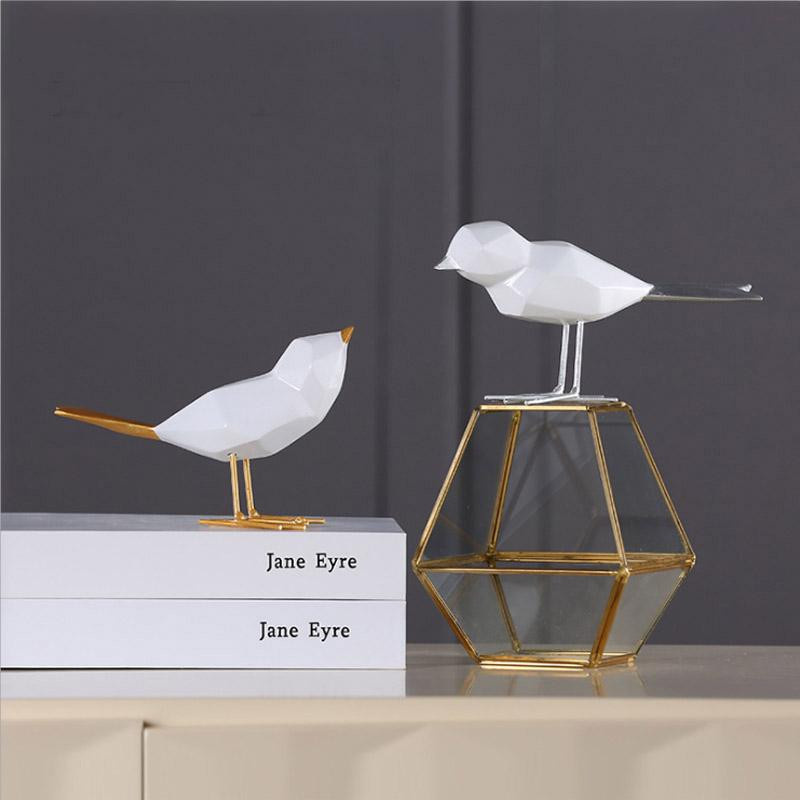 Moderne Vogelfigur aus Kunstharz im geometrischen Origami-Design von Household supplies MH als abstrakte Dekoration für dein Zuhause oder Büro - Bild 2