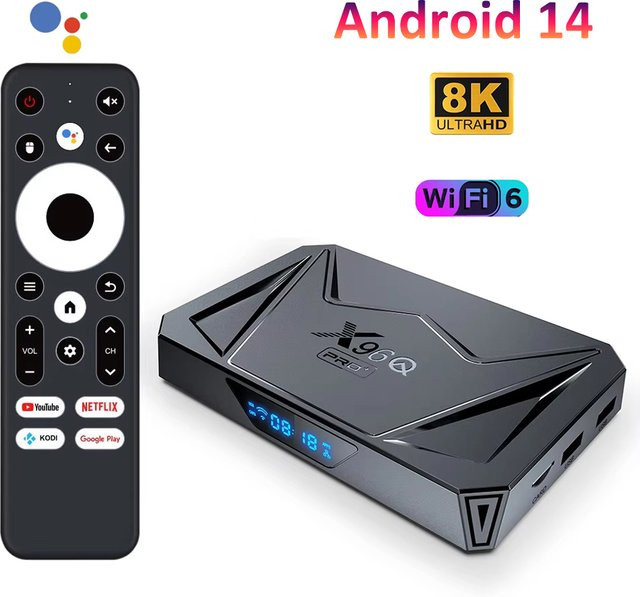 SZILBZ Android TV Box X96Q Pro Plus mit Allwinner H728, 8K Ultra HD Video, Wifi6 und LAN 1000M, Schwarz - Bild 1