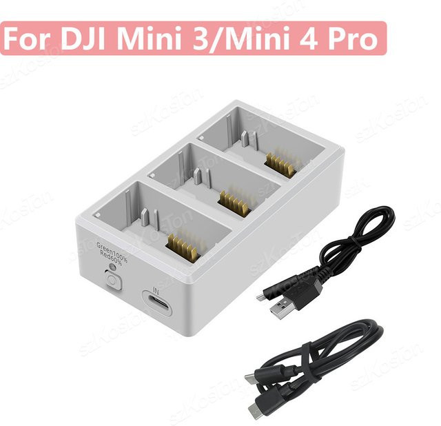 DJI Akku-Ladegerät für Mini 3 und Mini 3 Pro sowie Mini 4 Pro Schnell-Dreifach-Ladestation in Weiß - Bild 1