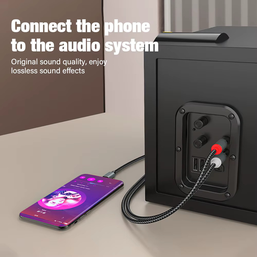Xiaomi USB Typ-C zu 2RCA Audio-Kabel Y-Splitter Konverter für TV, Laptop und Verstärker in Schwarz oder Grau - Bild 4