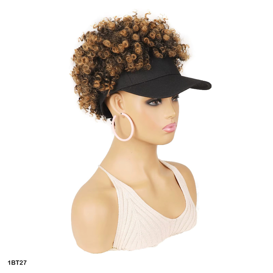 jeedou Perücke mit Locken und Baseballkappe, schwarz, Unisex - Bild 3