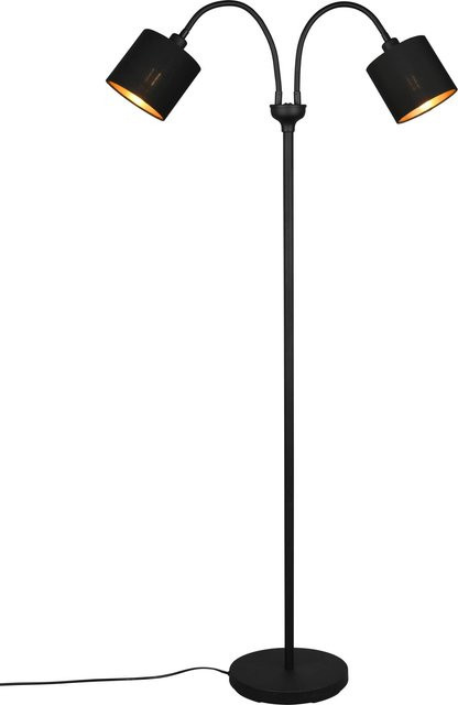 Reality Stehleuchte Tommy modern in Schwarz matt und Gold mit Textilschirm, B/T/H: 130 x 60 x 25 cm - Bild 1