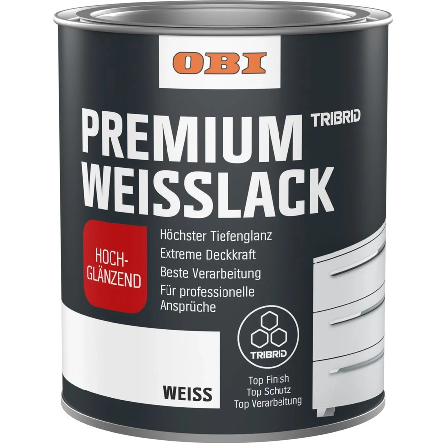 OBI Premium Tribrid Weißlack hochglänzend Weiß 375 ml - Bild 2