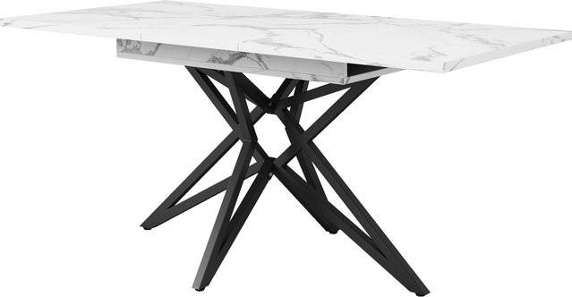 okwish Ausziehbarer Esstisch mit Sternförmigen Tischbeinen in Weiß und Schwarz, B/T: 120 x 80 cm - Bild 1