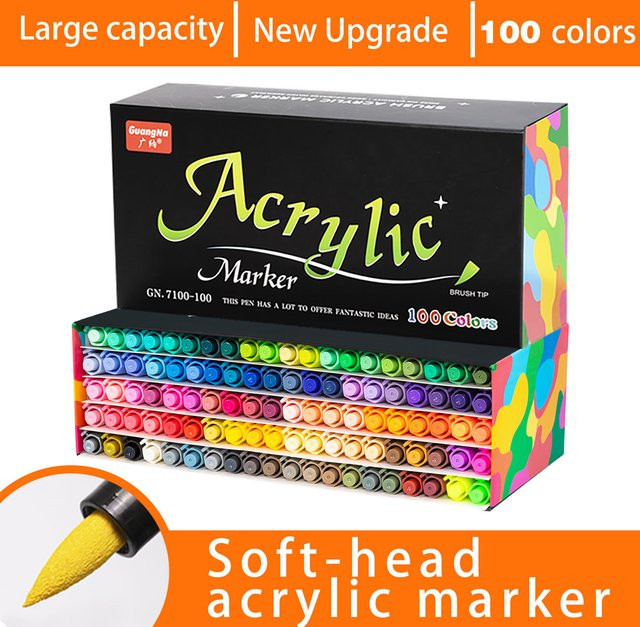 Professionelle Acryl-Farbmarker mit Pinselspitze und Tintenkontrollsystem in Multicolor für verschiedene Oberflächen - Bild 1