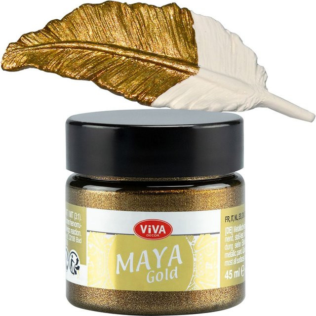 Viva Decor Maya Gold Strukturpaste in Gold mit satin glänzendem Finish, 45 g - Bild 1