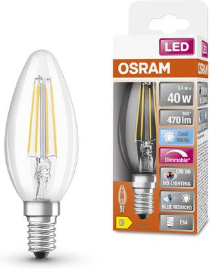 Osram LED Superstar+ Filament Lampe E14 dimmbar, 3,4W, Kaltweiß, CRI90 - Bild 1