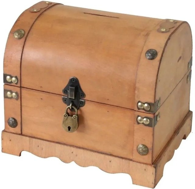 HMF Spardose Holzkiste Namibia in Braun mit Schloss, B/T/H: 23,5 x 18,0 x 20,0 cm - Bild 1