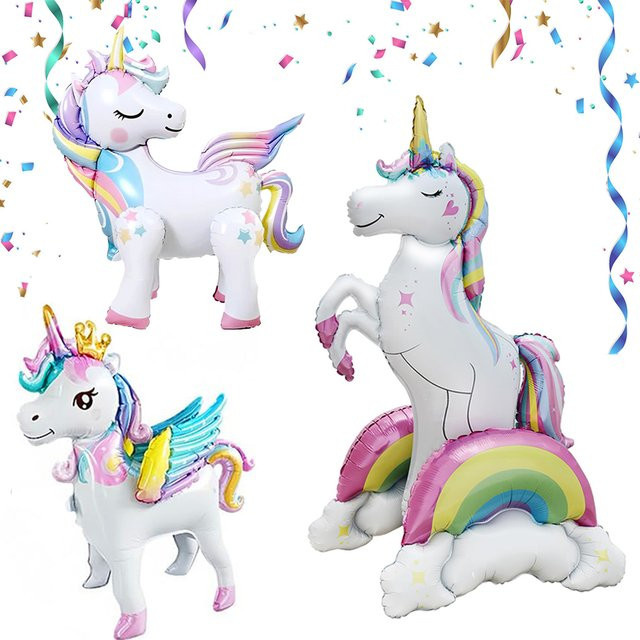 EsenTroye 3D Einhorn-Folienballon mit Regenbogenwolke in Multicolor als Party-Dekoration für Geburtstag und Babyparty - Bild 1