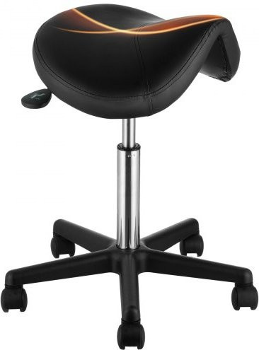 VEVOR Ergonomischer Sattelhocker mit Rollen, Höhenverstellbarer Drehsattelhocker aus PU-Leder, Schwarz - Bild 1