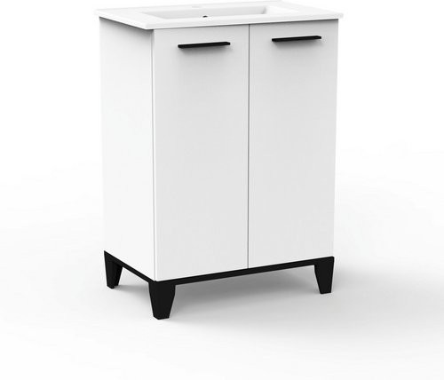 Fackelmann Badmöbel-Set TE-A mit Keramik-Waschbecken in Weiß Matt, B/T/H: 61,2 x 40,0 x 86,4 cm - Bild 2