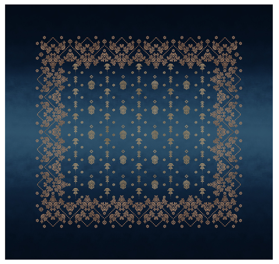 Bassetti Tischdecke Twill Gold Decor in Blau mit grafischem Muster aus Baumwolle - Bild 1