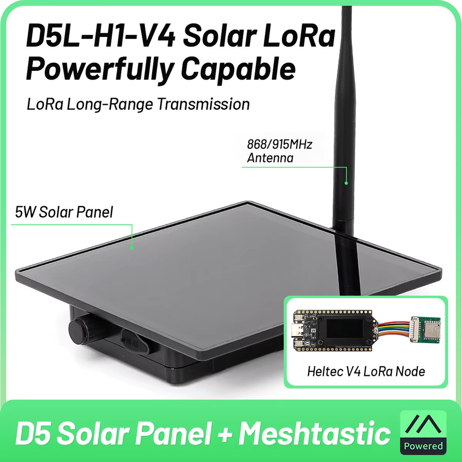 Heltec Solar Meshtastic LoRa-Knoten ESP32 WiFi + BLE SX1262 mit GPS in Schwarz - Bild 3