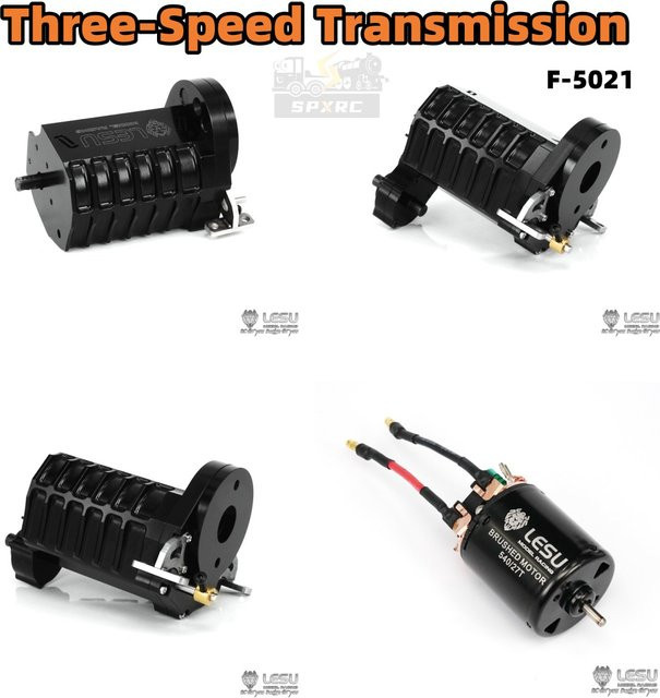 SPXRC Drei-Gang-Getriebe F-5021 High-Torque-Getriebe, 1:14, Metall, Schwarz - Bild 1