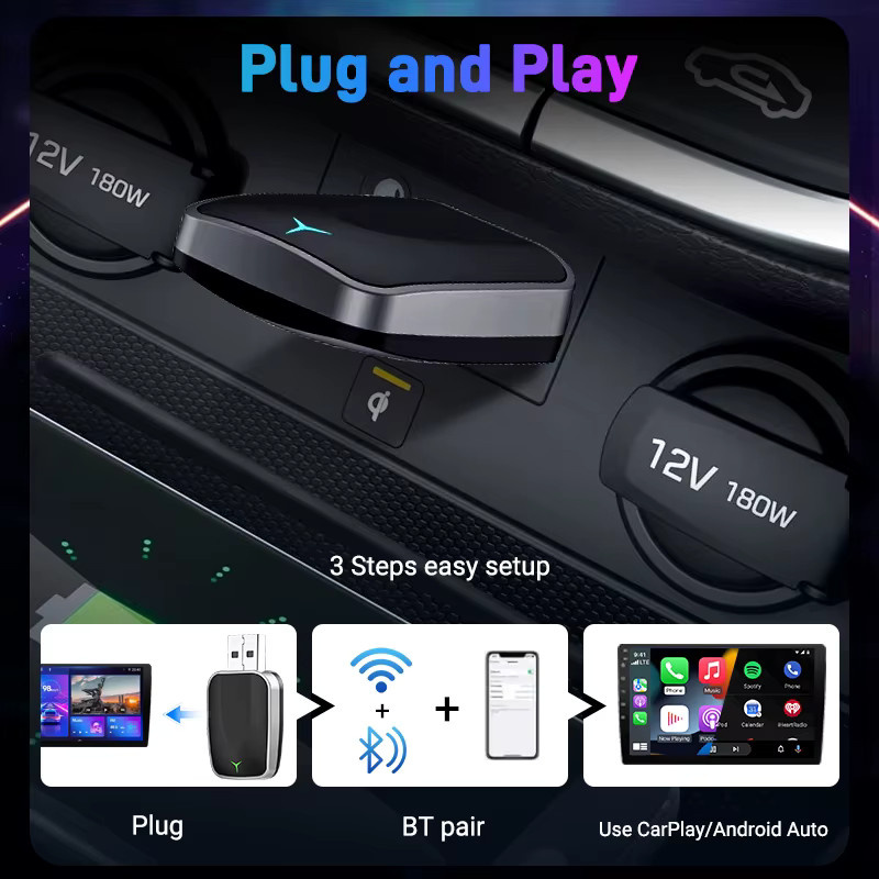 XUDA 2-in-1 Wireless CarPlay und Android Auto Adapter in Schwarz für Nissan, Plug-and-Play Smart Mini Box - Bild 4