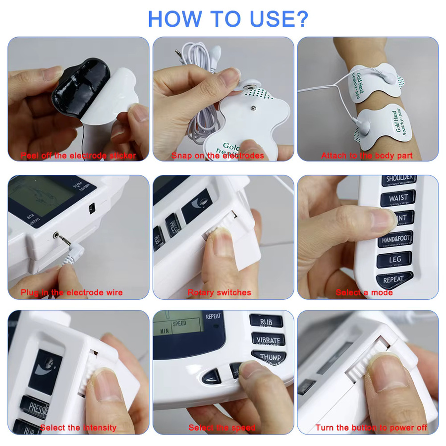 OPSLEA Elektrisches EMS TENS Massagegerät mit 16 Pads in Weiß zur Körperentspannung und Muskelstimulation mit 10 Stufen - Bild 3