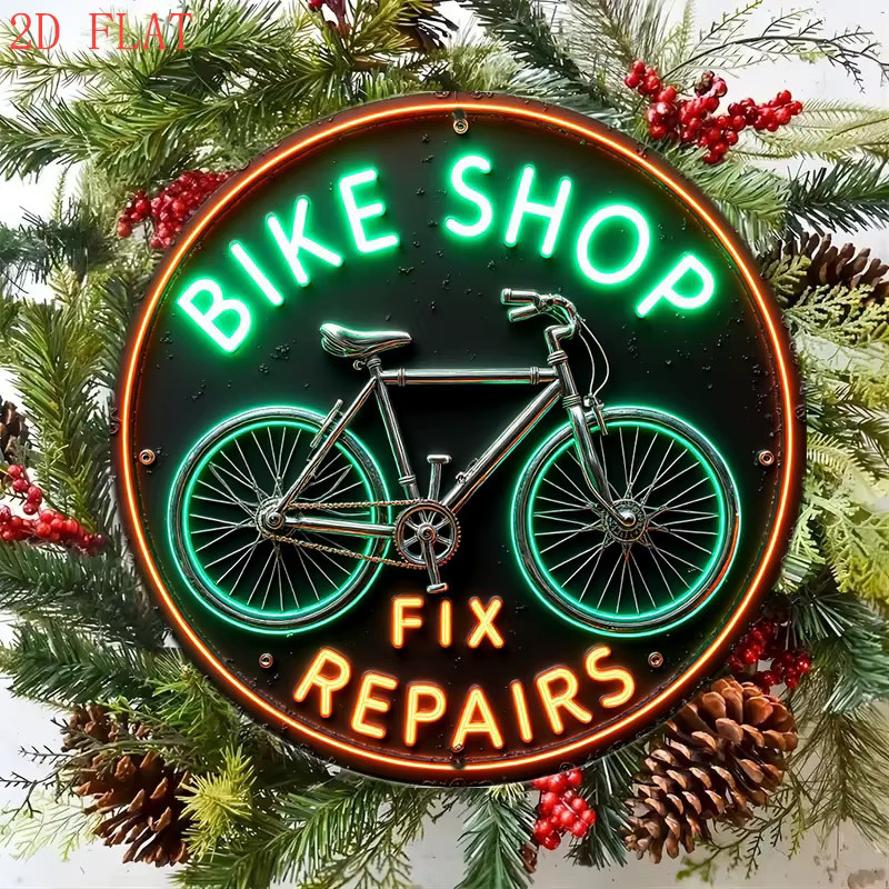 CIFBUY Vintage Metallschild Fahrradladen Rund, Multicolour Wandkunst für Heim, Café oder Bar, Durchmesser: 20 cm - Bild 5