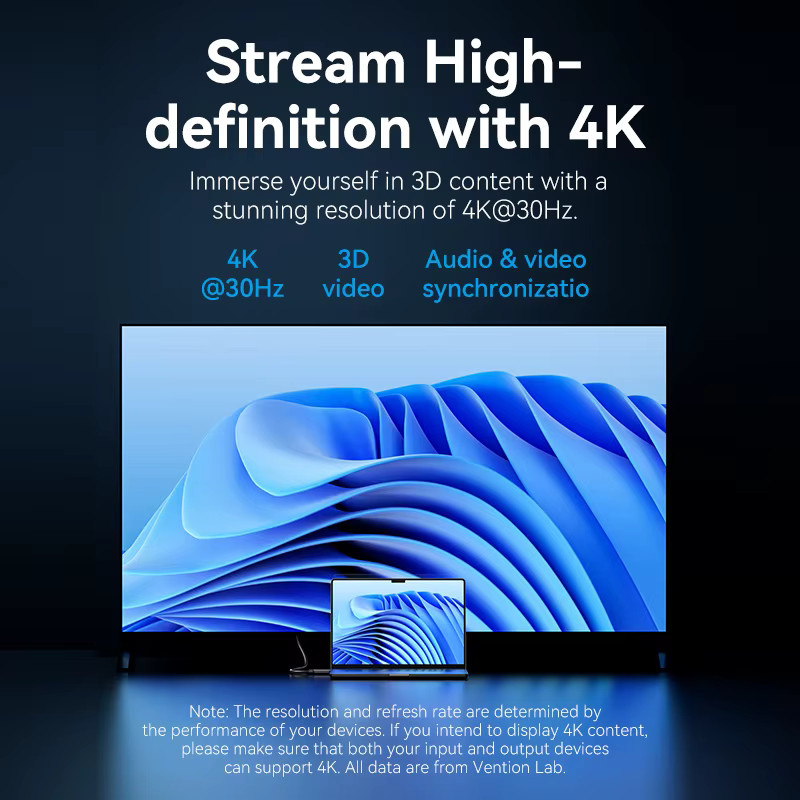 Vention DisplayPort zu HDMI Kabel für 4K Auflösung, Schwarz - Bild 2
