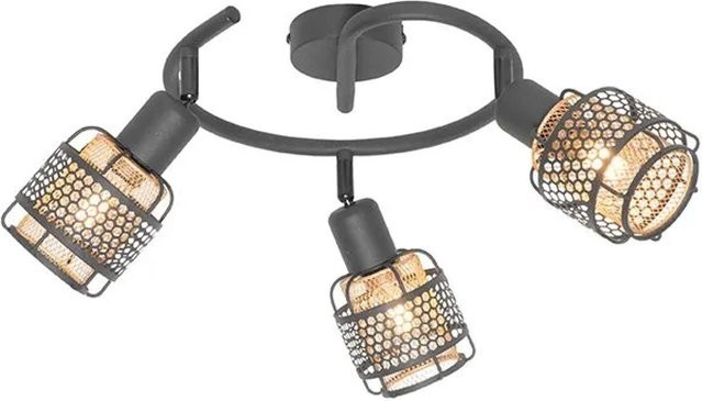 QAZQA Design Noud Deckenleuchte rund in Schwarz und Gold, 3-flammig, dimmbar, aus Stahl - Bild 1