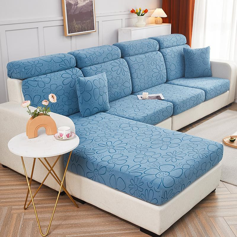 Jacquard Sofakissenbezug mit Sonnenblumen-Design von airldianer in Rosa, floraler Nordic-Stil für dein Sofa - Bild 2