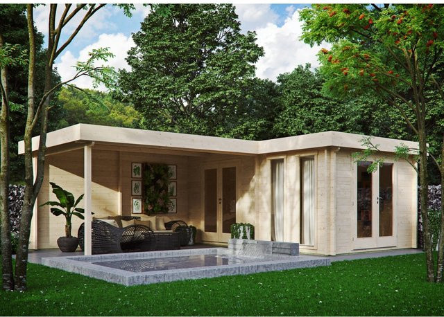 Fjordholz Gartenhaus Modell Luisa 44 aus imprägnierter Kiefer in Braun und Beige - Bild 1