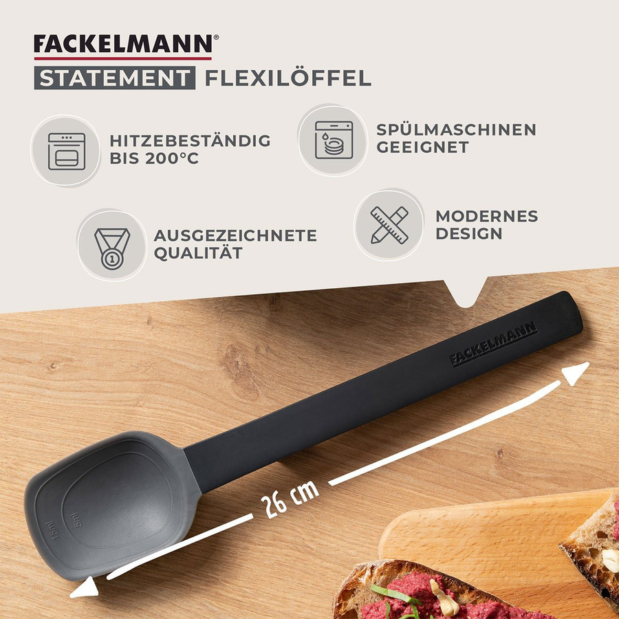 Fackelmann Kochlöffel Statement aus Silikon, grau, hitzebeständig und spülmaschinenfest - Bild 3