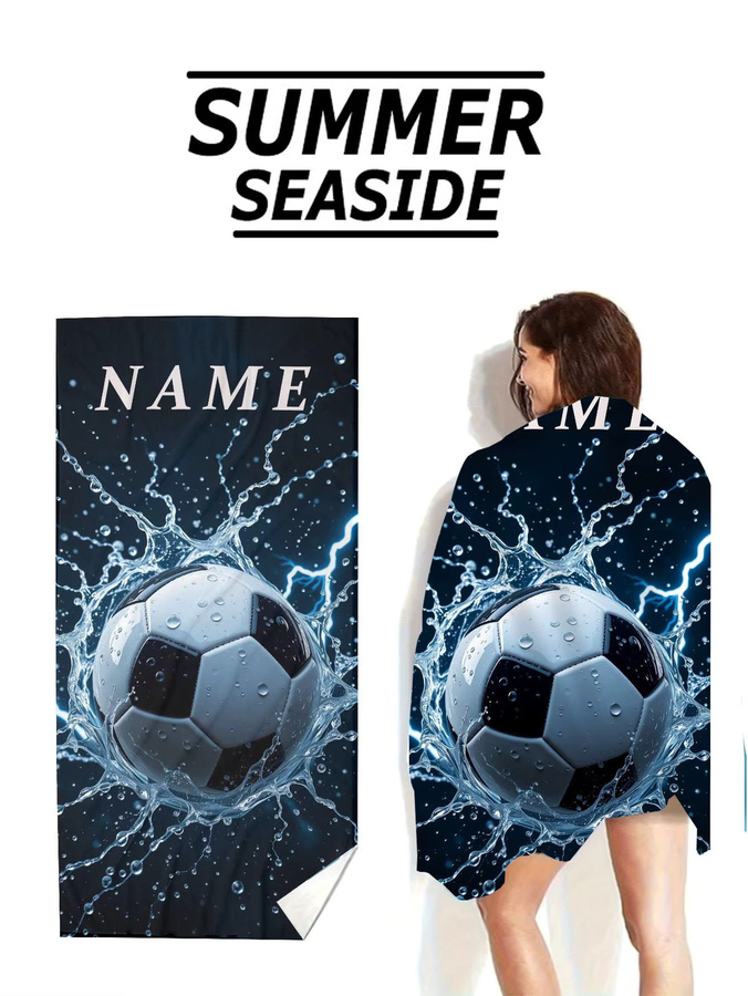 SRH Fußball Strandtuch mit personalisiertem Namen, schnell trocknendes Microfaser Badetuch für Erwachsene und Kinder, B/H: 150 x 75 cm - Bild 6