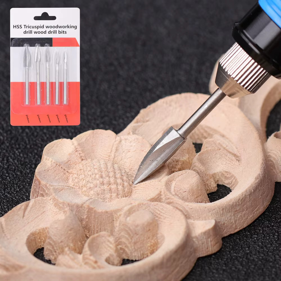 CMCP 5-teiliges Holzschnitz-Bohrer-Set für Dremel-Drehwerkzeuge mit 3 mm Schaft, Gravurbohrer Zubehör für DIY-Schnitzarbeiten - Bild 5
