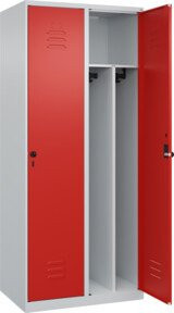 C+P Spind Classic PLUS Spind mit 2 Abteilen, Stahlkonstruktion, Grau/Rot, H x B x T: 185 x 80 x 50 cm - Bild 1