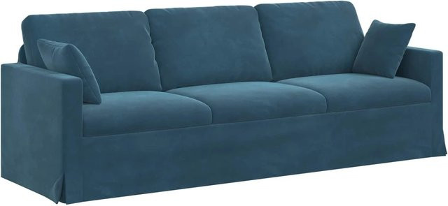 vidaXL Sofa Blau aus Samt mit Metallrahmen B/T/H: 228 x 78 x 80 cm - Bild 1