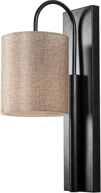Opviq Wandleuchte modern in Schwarz und Creme aus Eisen und Stoff, B/H/T: 20 x 42 x 14 cm, E27 - Bild 1