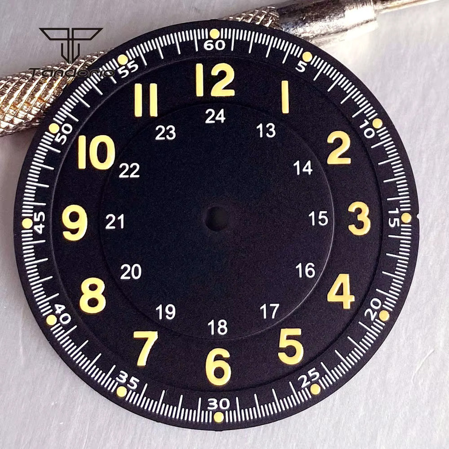 Tandorio Fliegeruhr-Zifferblatt, 33,5 mm, Schwarz, Unisex - Bild 2