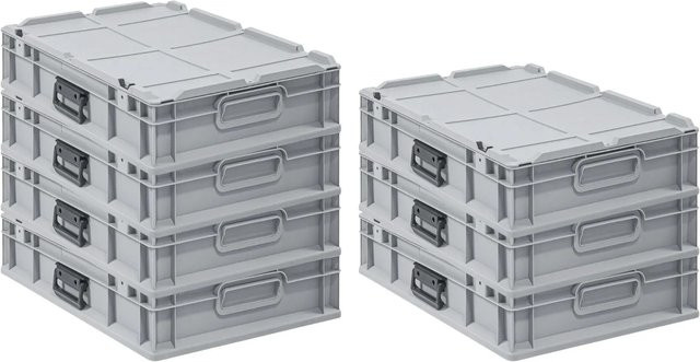 PROREGAL Spar Set 7x Eurobox Nextgen Portable Transportbehälter Grau, B/T/H: 135 x 40 x 60 cm, 23 Liter - Bild 1