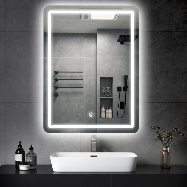 MYGIIVOVO Badezimmer-Wandspiegel mit LED-Beleuchtung, Touch-Schalter und 3 dimmbaren Farben, rechteckig - Bild 1