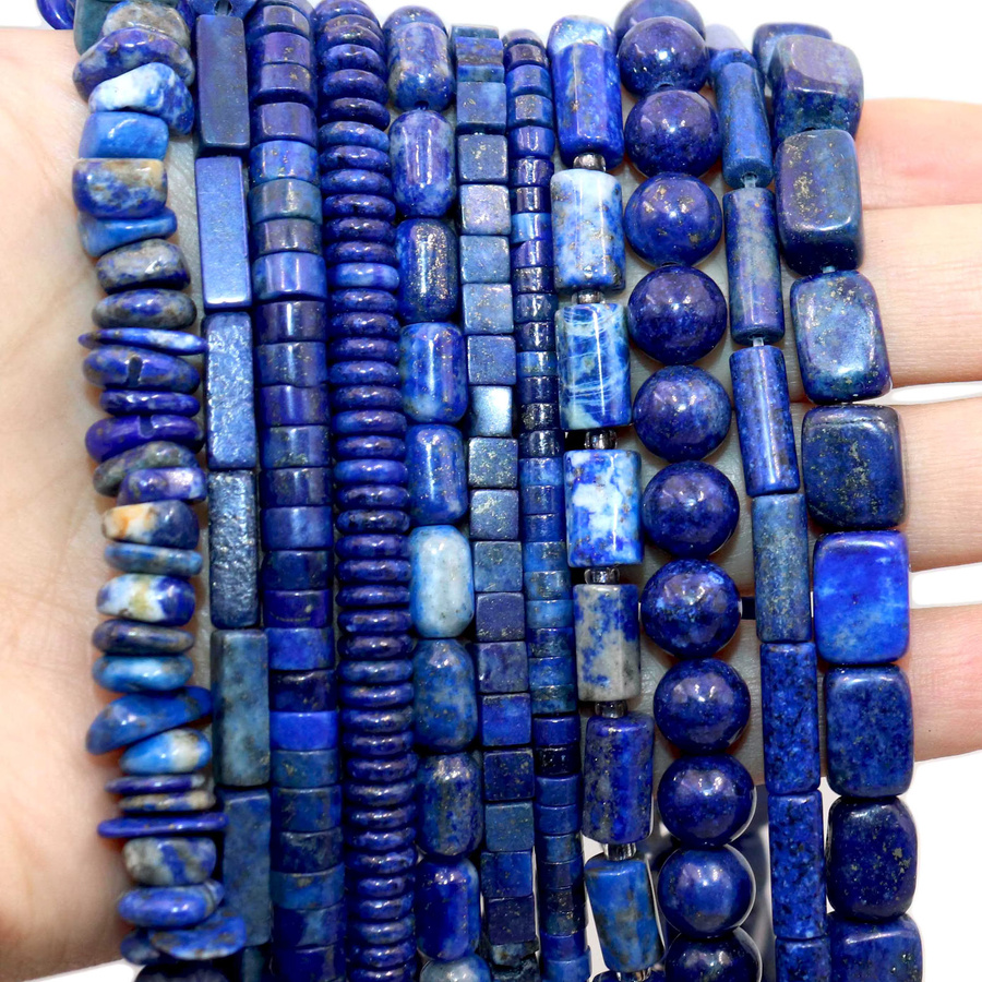 SYSRXLR Spacer Stein, Lapislazuli, Runde Rohr Facettierte Perlen, Unisex - Bild 2