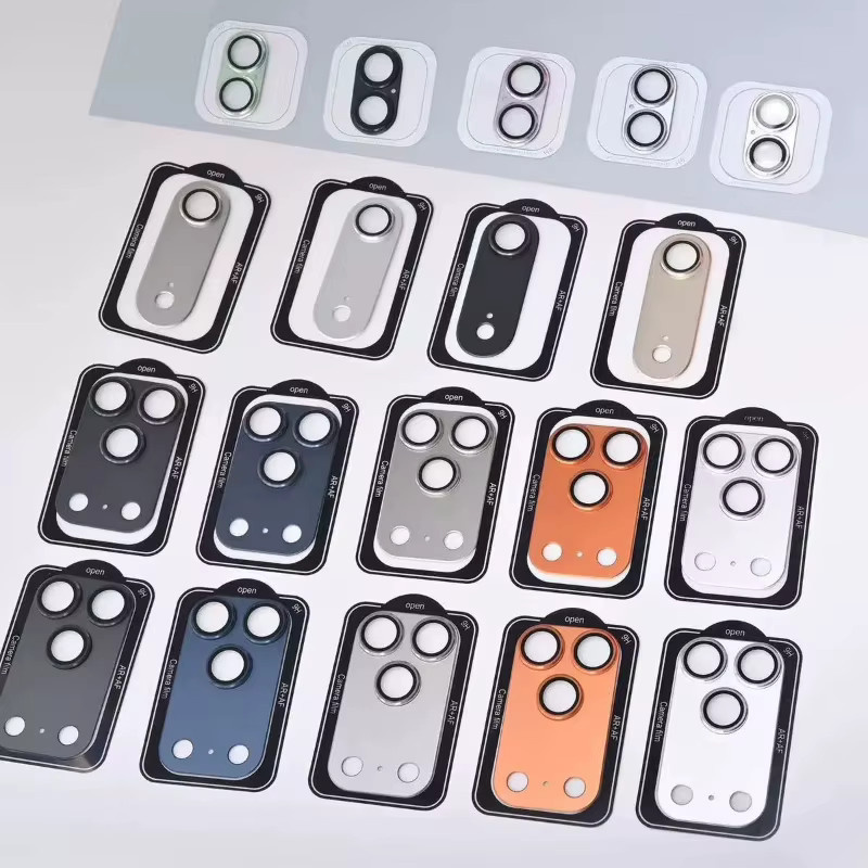 3D Metall-Ring Kameraschutz aus Glas für iPhone 17 16 15 14 13 Pro Max Plus in Orange - Bild 2